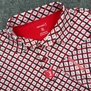 Bogey Bros Mens Golf Polo Shirt XL Red Coors light Diamond Pattern Short Sleeve